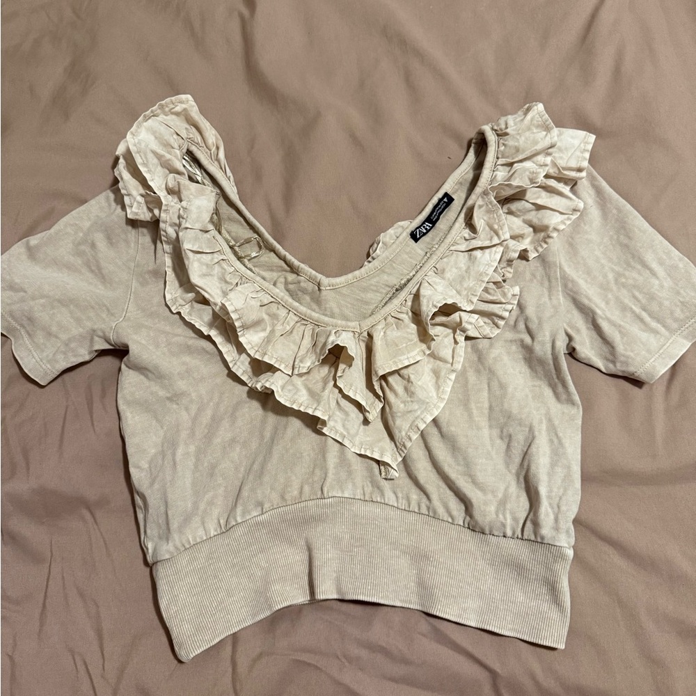 Zara Cream Ruffled Blouse